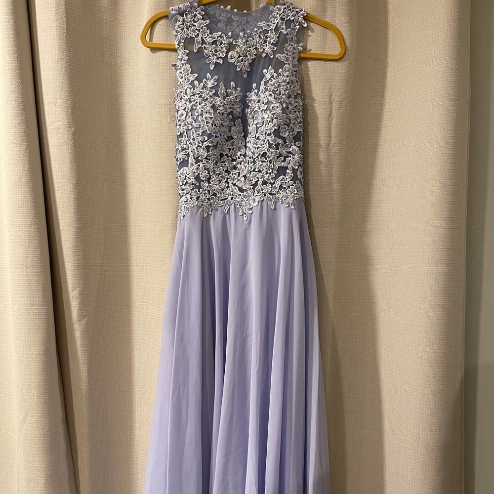 Periwinkle Prom dress with intricate beading worn once!
